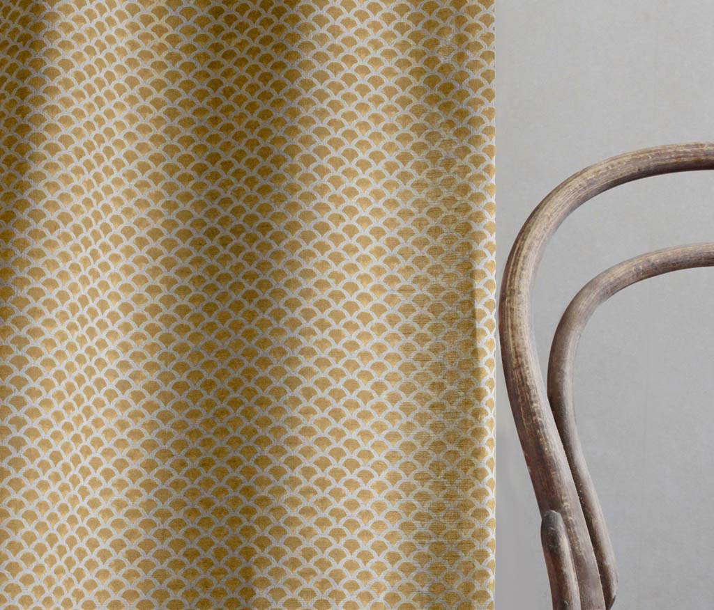 Erle Gold Ochra - Natural curtain fabric, Orange Yellow contemporary print
