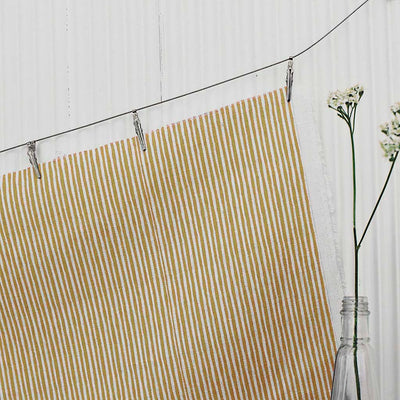 Maisa Gold Rod - Linen curtain fabric, Yellow stripes