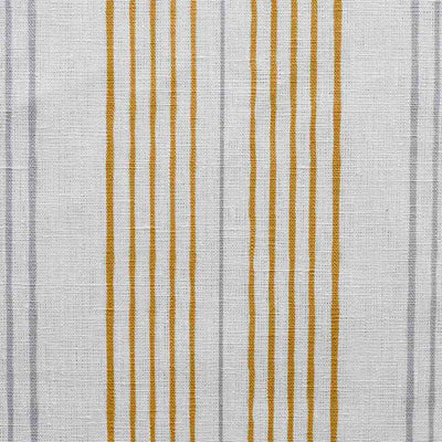 Else Gold Rod- WHT -  Linen curtain fabric, Yellow & Grey stripes