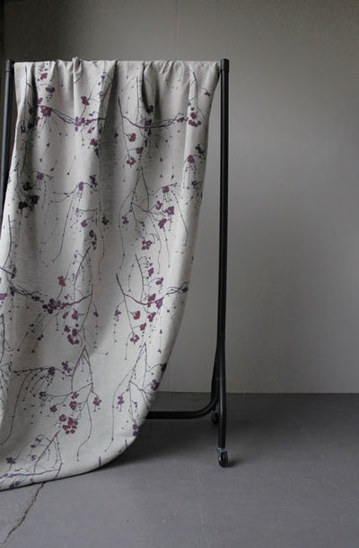 Berry Grape - Natural fabric with Purple print