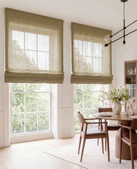 Khaki Green Linen Roman blinds. Made of 280 cm wide soft 100% Linen fabric Vilgot Noveau Khaki by Ada & Ina