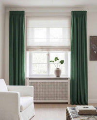 Green Linen curtains blackout lined - pre-washed linen. Bianco Bottle by Ada & Ina.