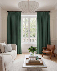 Green Linen Living room curtains - 100% pre-washed linen. Bianco Bottle by Ada & Ina.