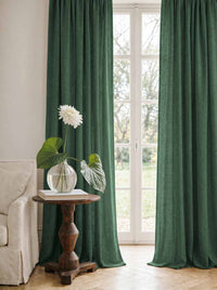 Green Linen Curtains - Cotton lined. Made of pre-washed 100% linen Bianco Bottle by Ada & Ina.