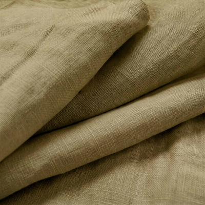Khaki Green Double width Linen fabric. Softened 280 cm wide. Close-up. Vilgot Noveau Khaki by Ada & Ina