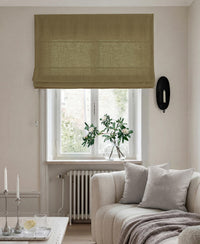 Green 100% Linen Roman blind. Bea Leaf by Ada & Ina Fabrics