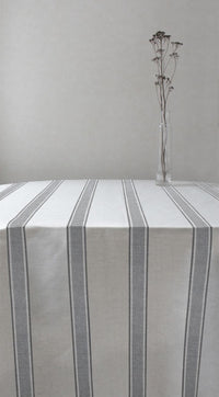 Bella Greige - Curtain fabric with Grey stripes
