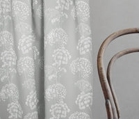 Erleen INV Greige Clay - Curtain fabric with Grey and  botanical print