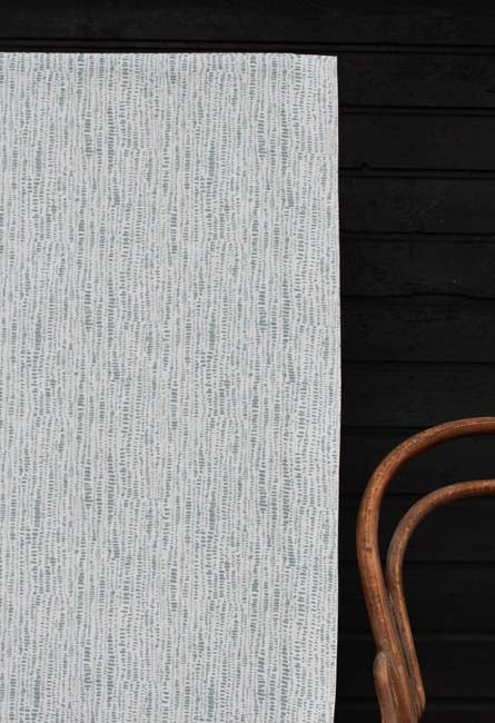 Dora-WHT-Greige - White fabric with Grey Abstract Print, 100% Linen