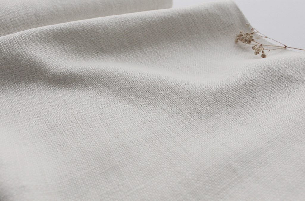 Greta White - White Heavy Linen Fabric for Upholstery and Curtains
