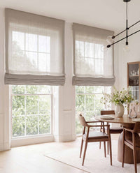 Grey Linen Roman blinds. Made of 280 cm wide soft 100% Linen fabric Vilgot Grau by Ada & Ina
