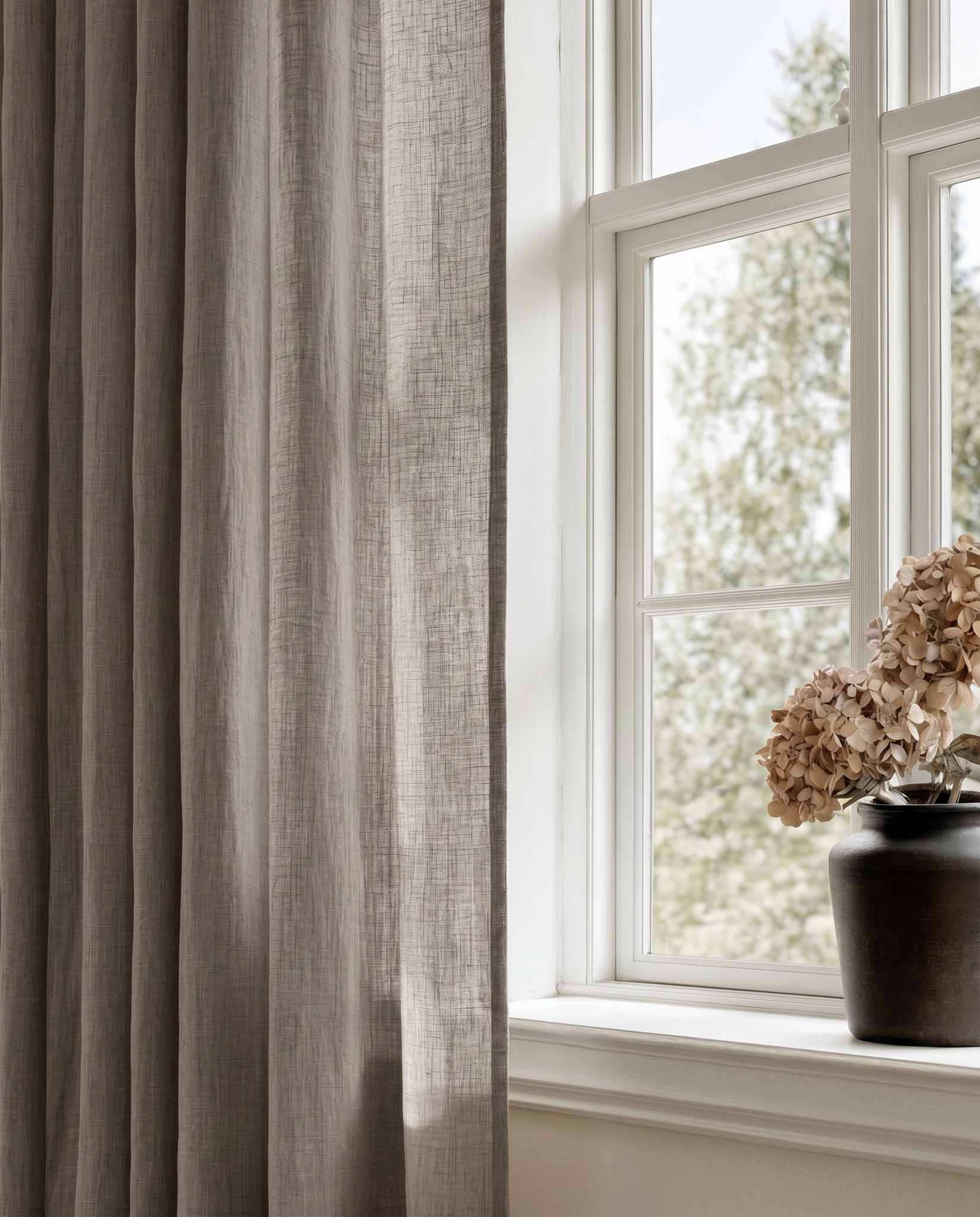 Grey Linen Curtains close-up. Mariana Stone Grey by Ada & Ina