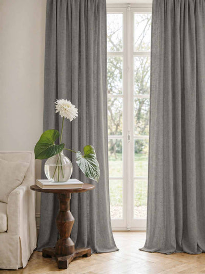 Grey Linen Curtains - Cotton lined. Made of pre-washed 100% linen Bianco Iron by Ada & Ina.