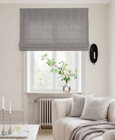 Grey Linen Roman blind - Cotton lined. Made of pre-washed 100% linen Bianco Iron by Ada & Ina.