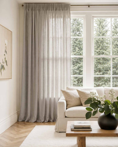 Grey Pleated linen curtains