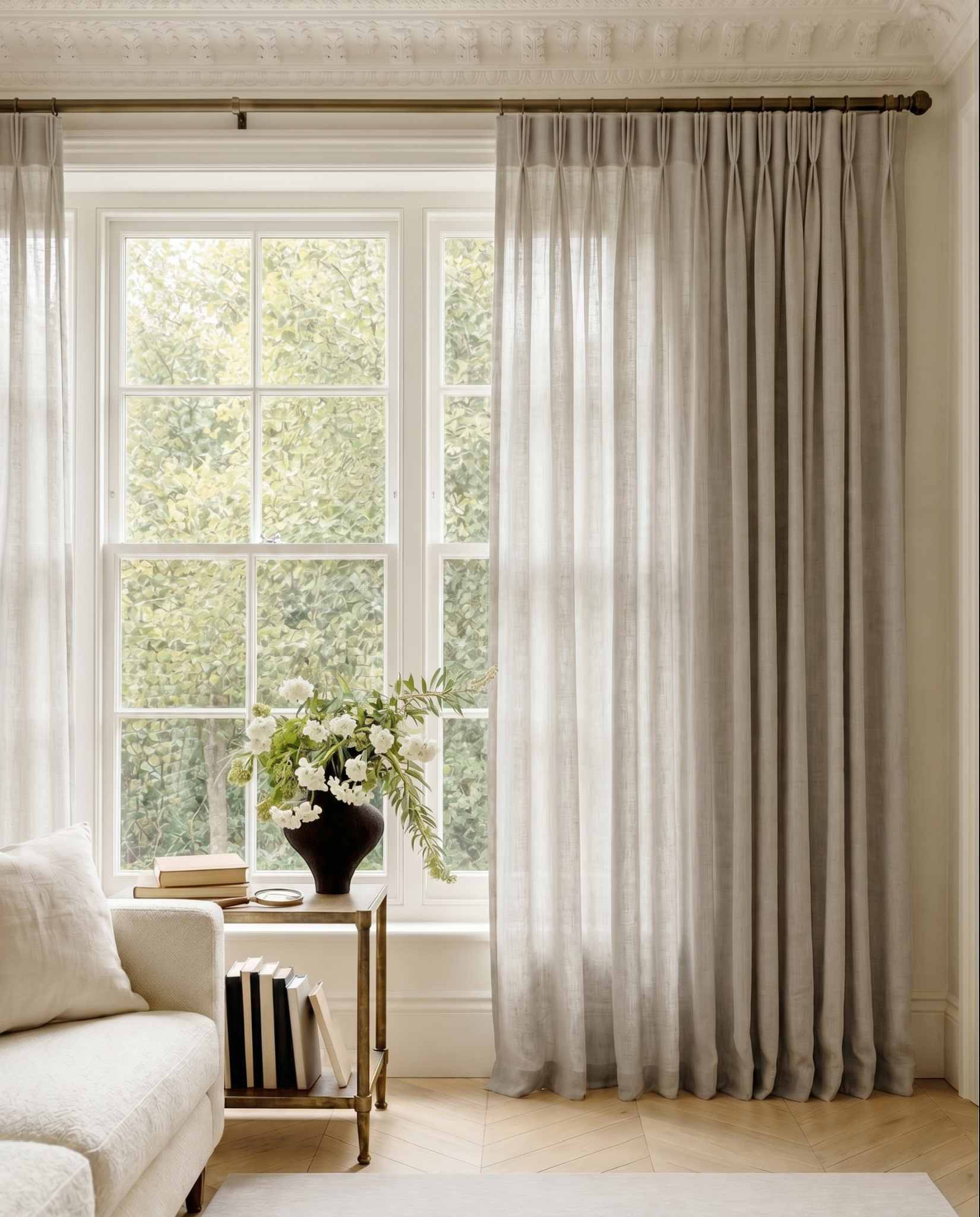 Grey Triple pleat curtains