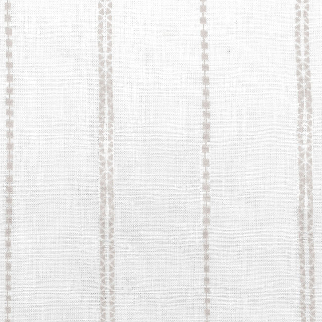 Inga Grey Sand - White fabric with Grey decorative stripes, 100% Linen