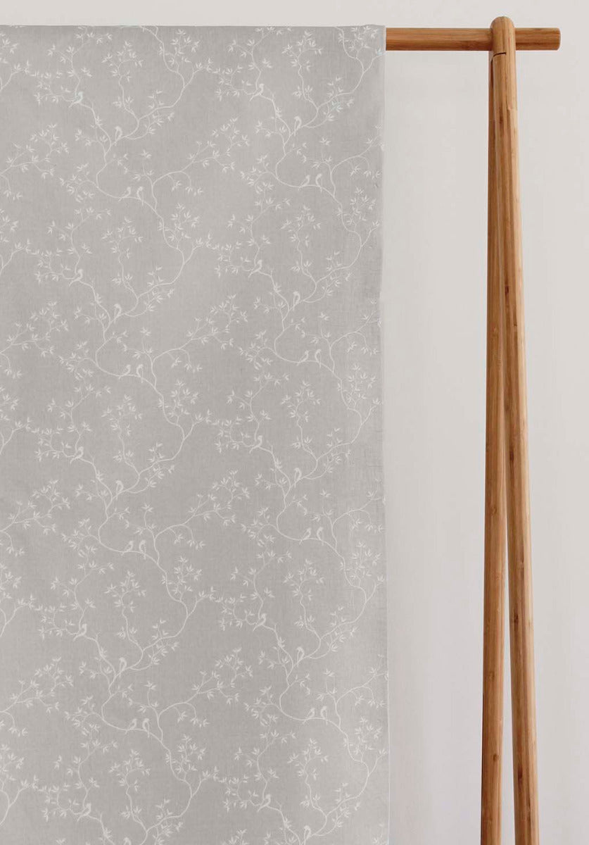 Goldfinch INV-Grey Sand- Curtain fabric with botanical print