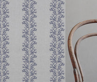 Hensley Deep Blue - Curtain fabric with Blue abstract print