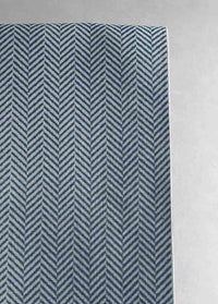 Hugo Deep Blue Curtain fabric, abstract blue herringbone pattern