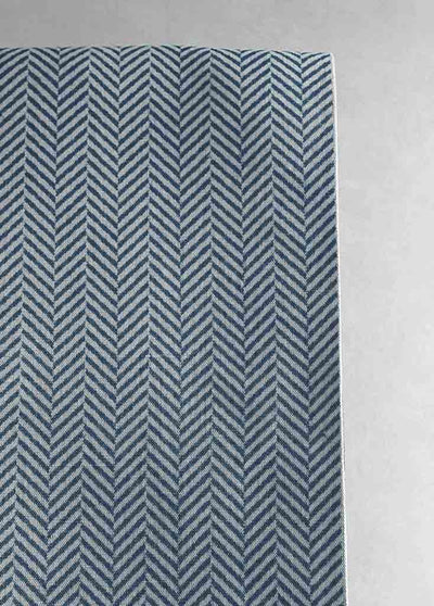 Hugo Deep Blue Curtain fabric, abstract blue herringbone pattern