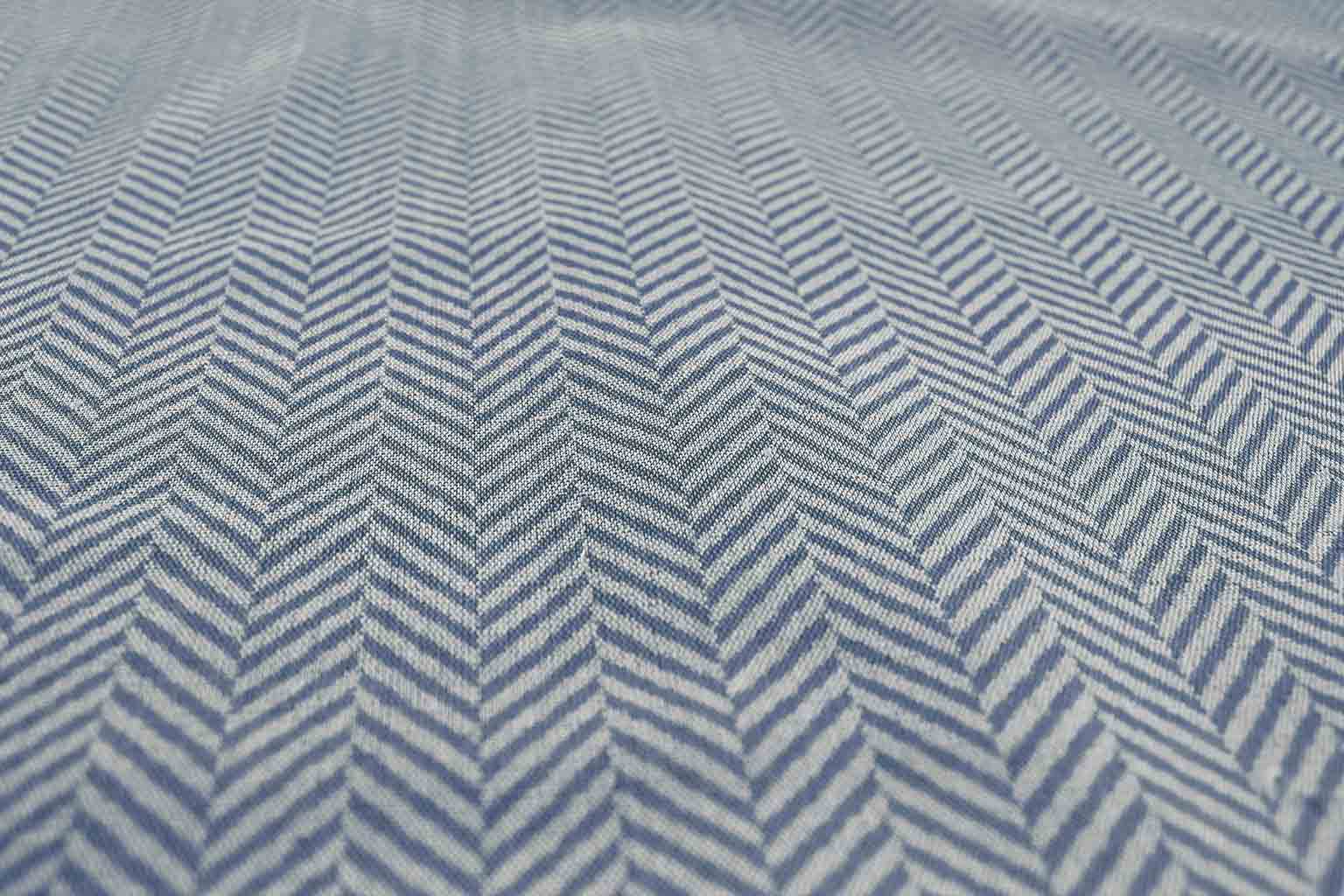 Hugo Deep Blue Curtain fabric, abstract blue herringbone pattern