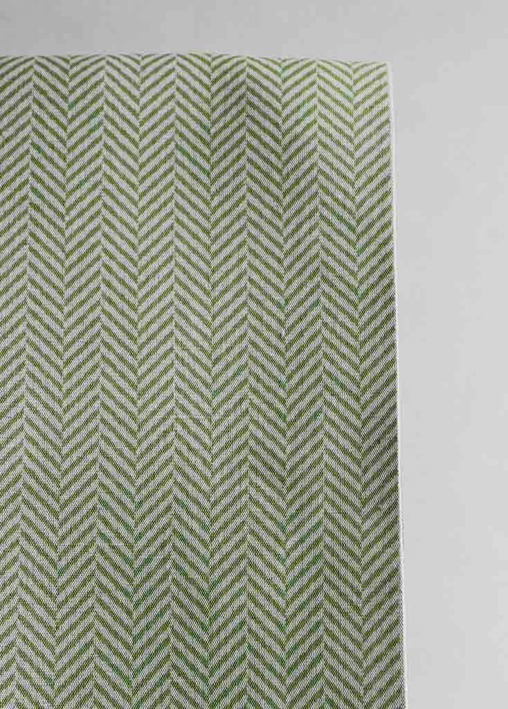 Hugo Parrot Green - Curtain fabric, abstract Green herringbone pattern