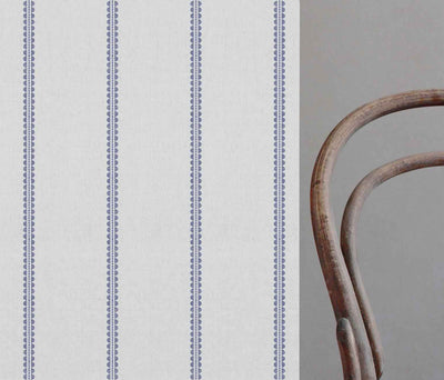 Imogen Ink - curtain fabric with Blue striped print