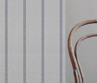 Imogen Deep Blue-NAT - curtain fabric with Blue striped print