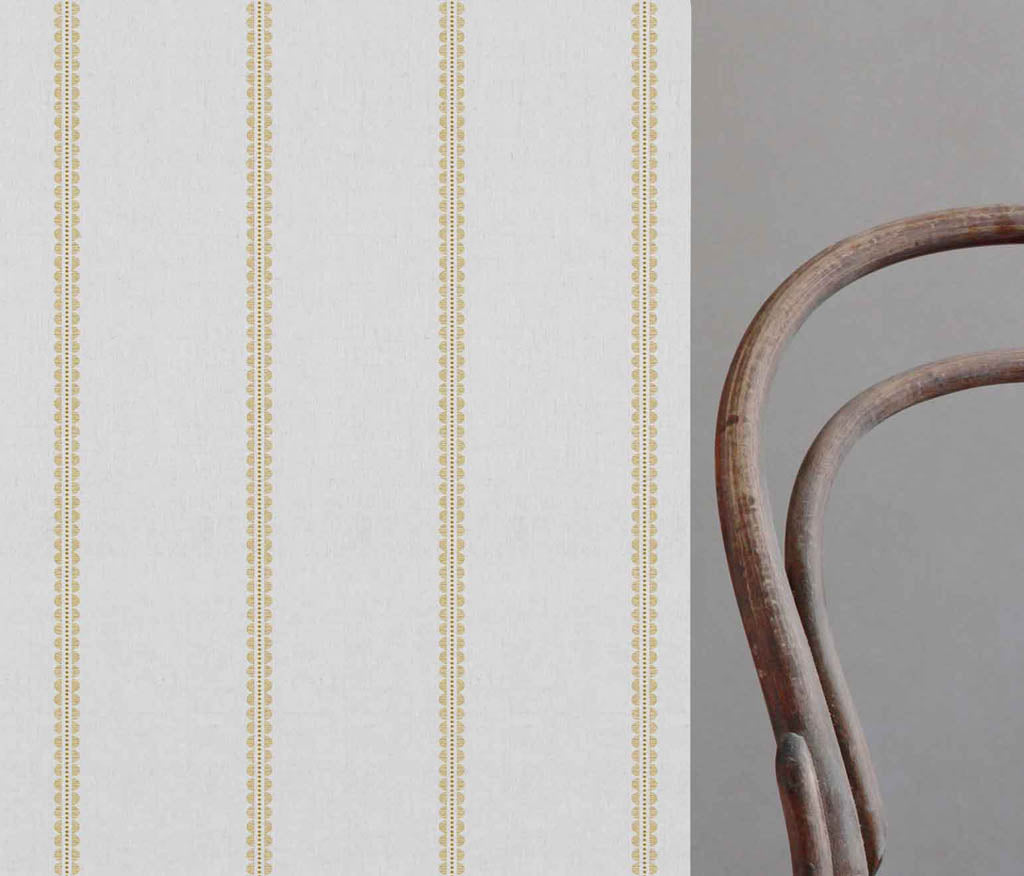 Imogen Gold Rod - curtain fabric with Yellow striped print