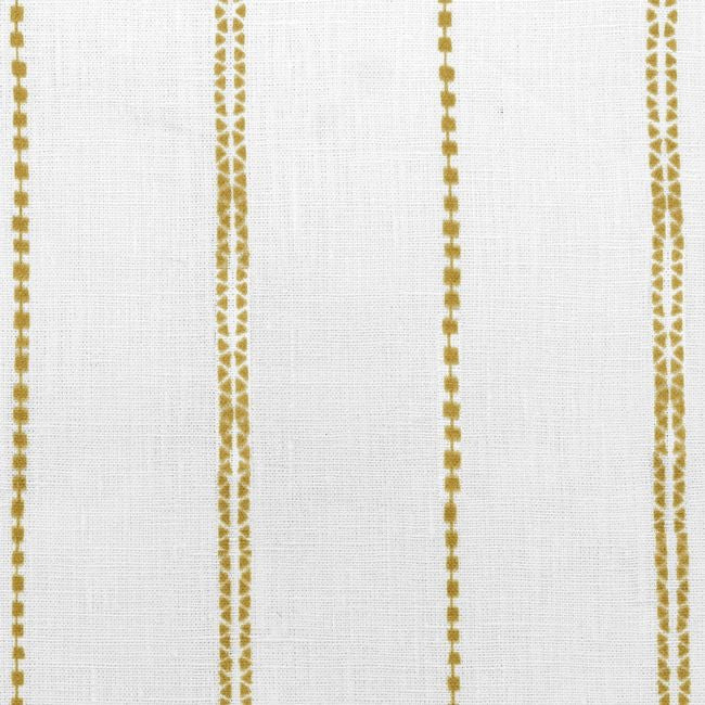 Inga Gold Rod - White fabric with Yellow decorative stripes, 100% Linen