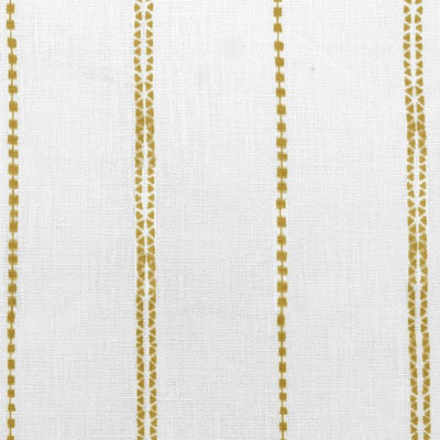 Inga Gold Rod - White fabric with Yellow decorative stripes, 100% Linen
