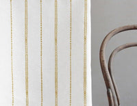 Inga Gold Rod - White fabric with Yellow decorative stripes, 100% Linen