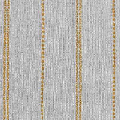 Inga-NAT Gold Ochra - Natural fabric with Yellow Orange decorative stripes, Linen Cotton mix
