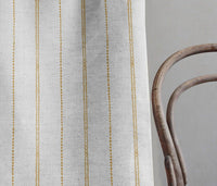 Inga-NAT Gold Ochra - Natural fabric with Yellow Orange decorative stripes, Linen Cotton mix