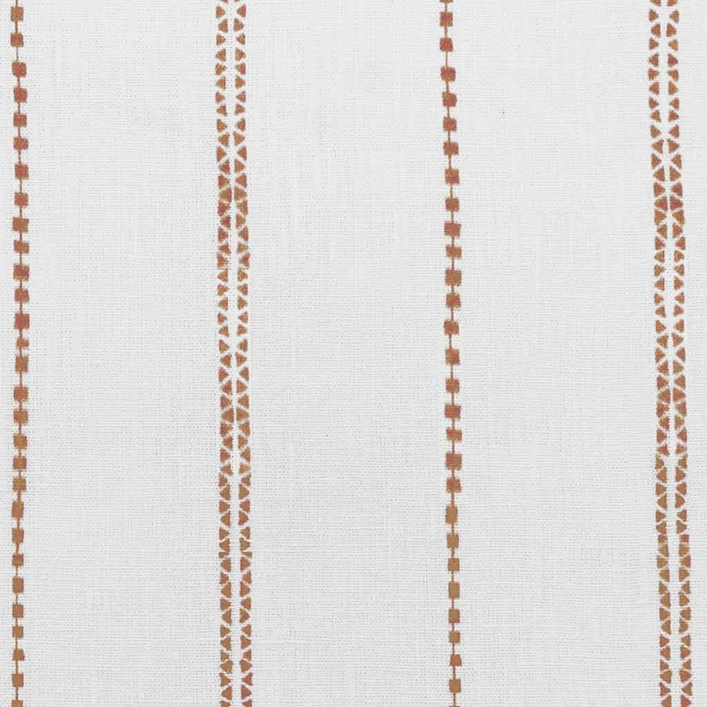 Inga Sand - White fabric with Brown decorative stripes, 100% Linen
