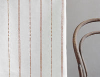 Inga Sand - White fabric with Brown decorative stripes, 100% Linen