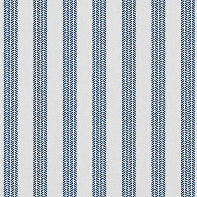 Evianne Ink-WHT - White curtain fabric with Blue Striped print