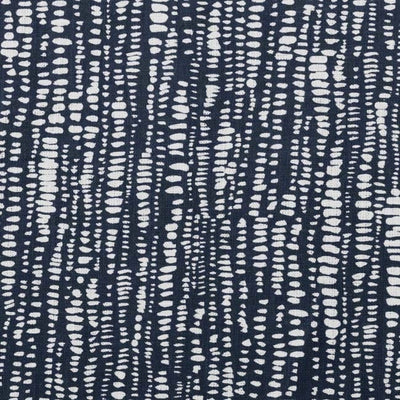 Dora-INV-WHT-Ink - White fabric with Blue Print Abstract Print, 100% Linen