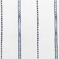 Inga Ink - White fabric with dark Blue decorative stripes, 100% Linen
