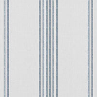 Brea Ink-WHT - White fabric with Striped Dark Blue print