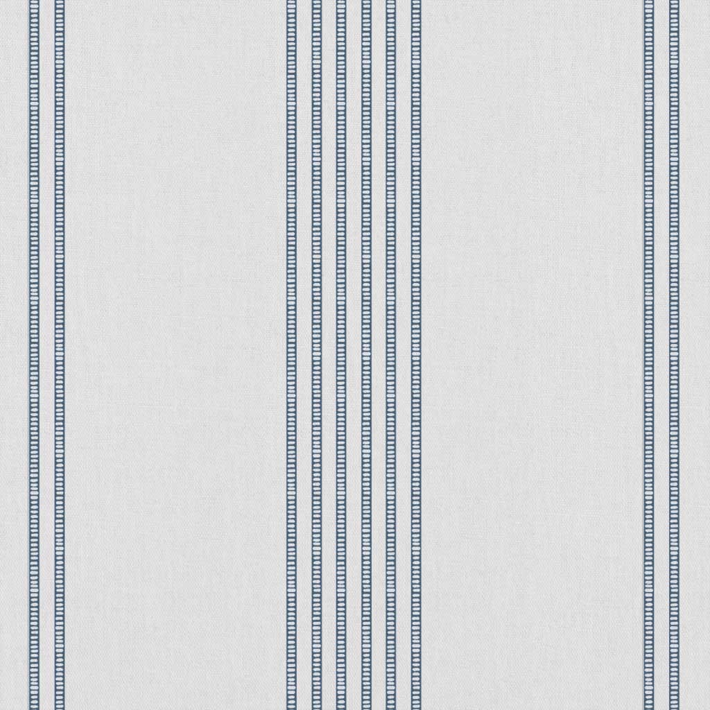 Brea Ink-WHT - White fabric with Striped Dark Blue print