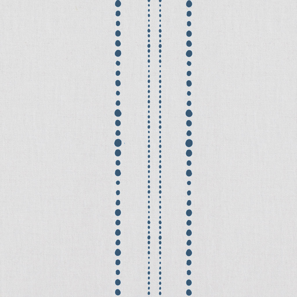 Reyna Ink-WHT - White fabric with Dotted Striped Dark Blue print