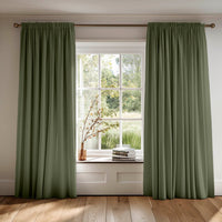 Green pair of curtains, made to measure by Ada & Ina. Amara Ivy 100% Cotton fabric.