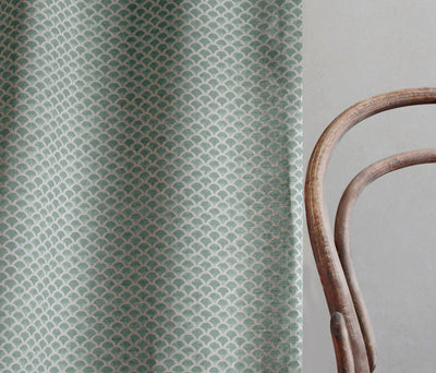 Erle Jade Mist - Natural curtain fabric, Green contemporary print