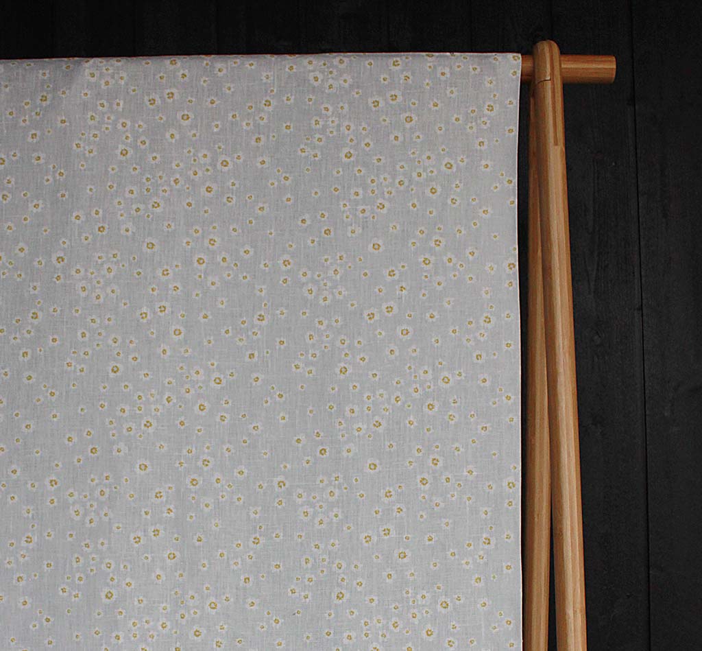 Janika Dijon - Linen Curtain fabric with flower print