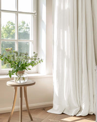 Judit Off White 290cm - White wide pre-washed linen fabric