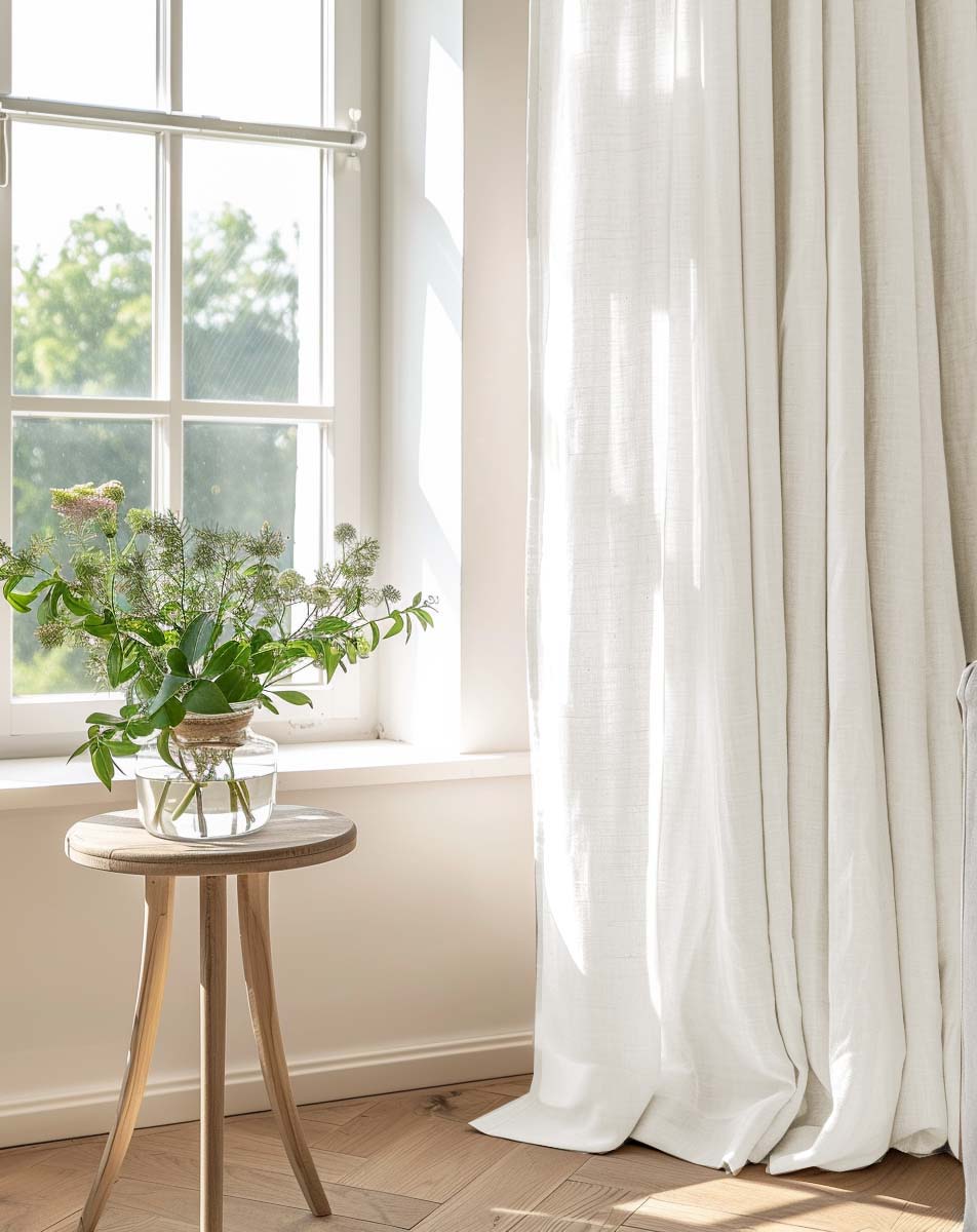 Judit Off White 290cm - White wide pre-washed linen fabric