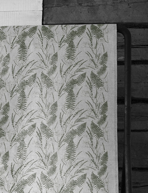 Fernia Khaki - Fabric for curtains with Green pattern