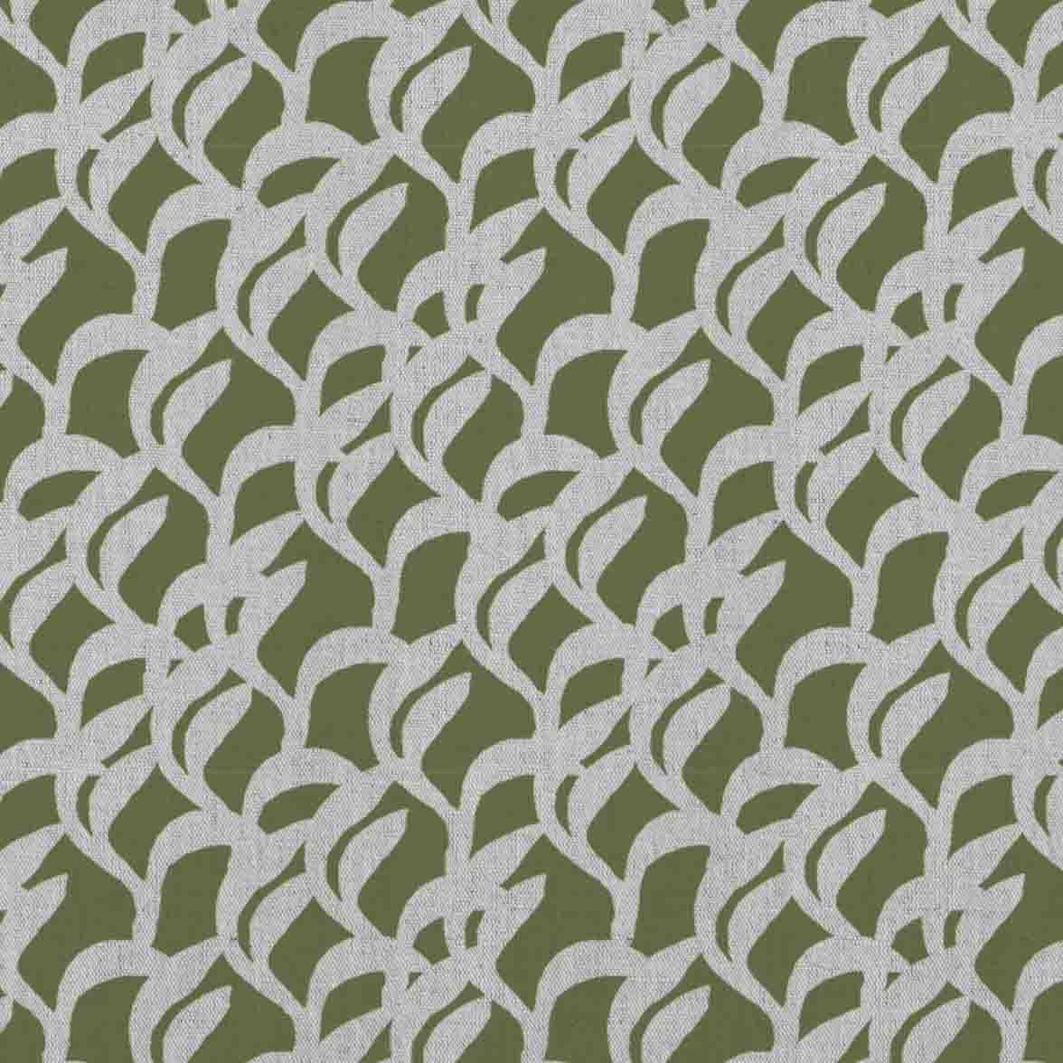 Edlyn Khaki  - Curtain fabric with Green abstract botanical print